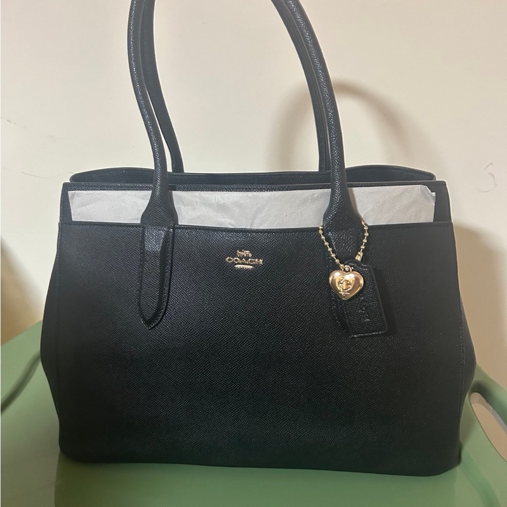Coach Bailey Black Leather Tote with Gold Accents